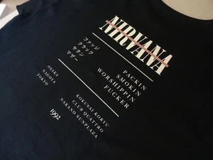 NEW NIRVANA X Maiden Noir KURT COBAIN 1992 LS TEE T shirt SZ L GRUNGE rock LP - Picture 1 of 8