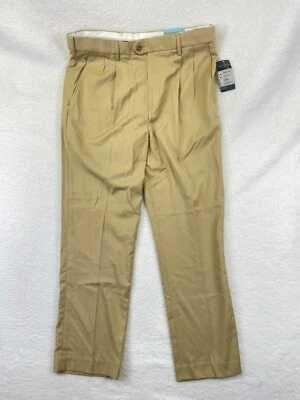 David Taylor Dress Pants Men’s 34x29 Beige Khaki Classic Fit Pleated NWT - Image 1 of 4