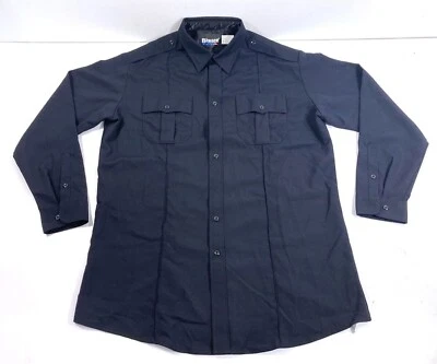 NWOT 16.5 BLAUER MENS 8450 LONG SLEEVE POLY WOOL ZIP SHIRT DARK NAVY 16.5 x 33 - Image 1 of 2