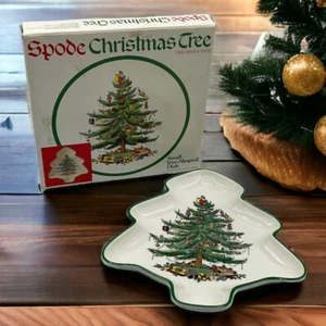 VTG 1995 Spode Christmas Tree Shaped Small Trinket Candy Dish England S3324-U - Picture 1 of 6