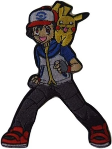 Ash and Pikachu Character 3" Tall Embroidered Iron on Patch - Picture 1 of 1