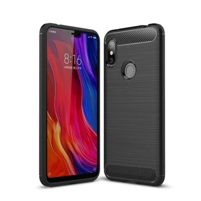 Custodia Protettiva Case Per Xiaomi Redmi Note 6 Cover Bumper Carbonio Nero - Immagine 1 di 4