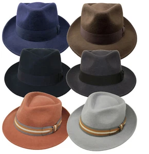 PREMIUM Felt Teardrop Trilby Fedora Hat - 100% Wool Felt - Crushable for Travel - Picture 1 of 1