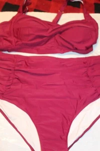 Daci Wome's Plus Size 2pc Swimwear Burgundy Size 22W (B178) - Picture 1 of 5