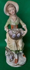 Homco Weinberg Ernte 8" Dame mit Trauben Figur 1258 KOSTENLOSER VERSAND - Bild 1 von 10