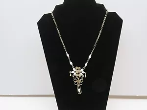 Peruvian Flower Necklace Beaded Alpaca  Silver Chain - Picture 1 of 5