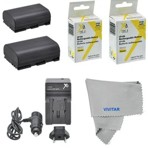 Battery for Canon EOS 6D 60D 7D Mark II 70D 5D Mark III / 2 Pcs LP-E6 + Charger - Picture 1 of 5