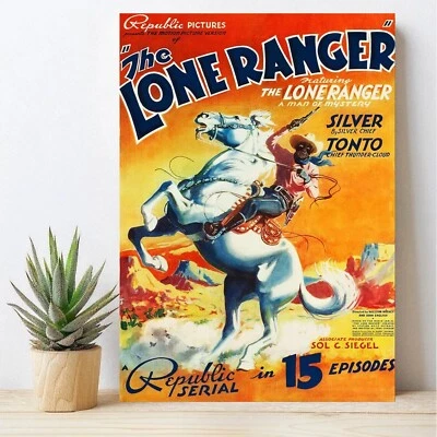 The Lone Ranger Classic Movie Poster Cowboy Horseback Vintage Wall Art Decor - Image 1 of 4