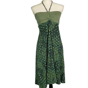 Vestido halter Patagonia, talla XS, algodón/lyocel, azul/verde - Imagen 1 de 12