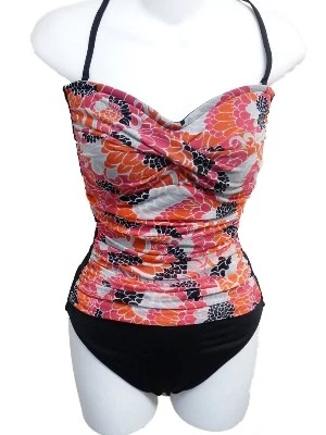 Купальник женский Jaclyn Smith черный и розовый с цветочным узором пейсли 1 штука плавательный 8 - Изображение 1 из 1