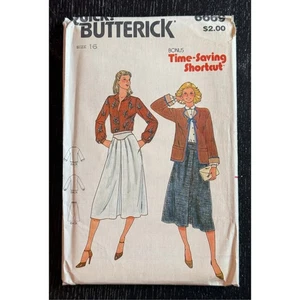Quick Butterick #6669 Sewing Pattern Skirt Blouse Size 16 Vintage UNCUT - Picture 1 of 3
