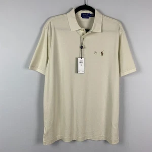 Polo Ralph Lauren Classic Fit Polo Shirt Mens Medium Cream Beige Short Sleeve - Picture 1 of 11