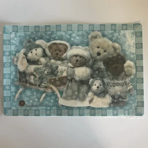 4 Boyds Bears Placemats Winter Snowflakes Set Vinyl New - Picture 1 of 7