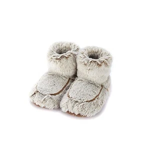 Microwavable Slipper Boots Heatable Womens Faux Fur Lavender One Size Beige - Picture 1 of 1