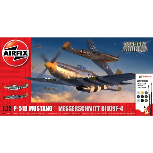 P-51D MUSTANG vs Bf109F-4 DOGFIGHT DOUBLE KIT 1:72 Airfix Kit Aerei Nouveau modè - Photo 1/1
