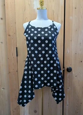 Cami con base de algodón lunadote blanco negro Krista Larson nueva sin etiquetas  Foto 1 de 3