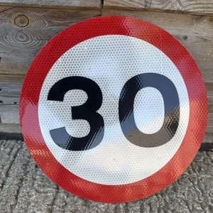 Señal de tráfico Reino Unido límite de velocidad 30 MPH 30 cm - Imagen 1 de 1