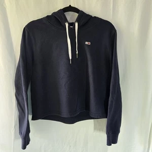 Tommy Jeans Women's Navy Crop Hoodie Sweatshirt Pullover Medium Tommy Hilfiger - Picture 1 of 7