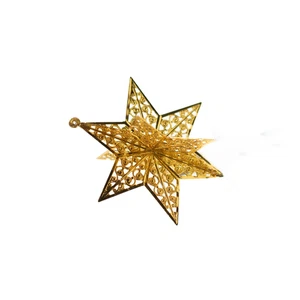 Vintage West German Filigran 3D Moravian Star Ornament Gold Tone Christmas 4" D - Bild 1 von 5