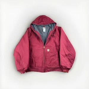 Chaqueta De Colección Carhartt J158 DKR Para Hombres 2XL Roja Forrada de Vellón Ropa de Trabajo Y2K Hecha en EE. UU. - Imagen 1 de 24