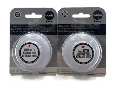Paquete de 4 adaptadores de extractor de leche para biberones de vidrio Joovy Boob en blanco Foto 1 de 2
