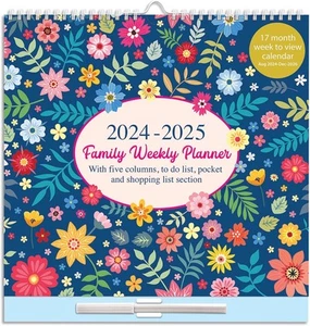 Large 2024 Family Planner 5 Columns Week to View Calendar with Memo Pad 17 - Picture 1 of 9