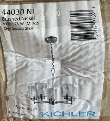Люстра Kichler Winslow 5 ламп матовый никель с прозрачным семенным стеклом - Изображение 1 из 4