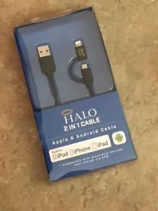 HALO 2 IN 1 - APPLE & ANDROID CABLE - compatible w/devices that charge via USB - Photo 1 sur 3