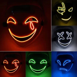Halloween Cosplay Neon Stiche Kostüm Maske Party Draht Licht Up Led Glow Maskenあ - Bild 1 von 15