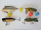 Lot of 4 Fred Arbogast Jitterbug, Hendon and Other Topwater Fishing Lures 2.5"