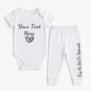 Personalised Custom Baby Name Vest Set Baby Grow Bodysuit Reveal Announcement UK - Picture 1 of 17