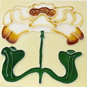 Jugendstil-Fliesen Deko Fliese Keramikfliese Pfingstrose  - Imagen 1 de 3