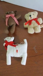 Set di 3 ORNAMENTI PELUCHE ANIMALI Natale ~ ORSACCHIOTTO, ORSO BRUNO, CAVALLO - Foto 1 di 4