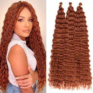 28" Ombre Boho Box Braids Ocean Wave Curls Crochet Long Braiding Hair Extensions - Picture 1 of 26