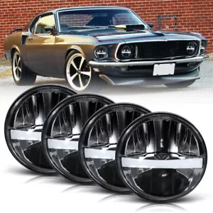 4pcs 5.75" 5-3/4 LED Headlight Hi/Lo Sealed Beam Projector for Ford Mustang 1969 - Foto 1 di 6