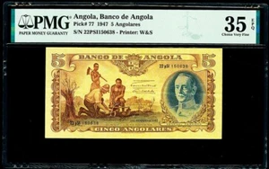 Angola 5 Angolares 1947 Pick-77 Very Fine PMG 35 EPQ - Picture 1 of 2