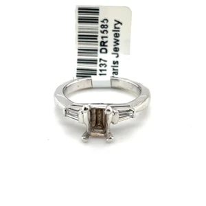 Platin Halbfassung Dreistein Verlobungsring - Bild 1 von 6