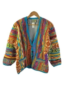 COOGI Cotton Knitted Sweater Cardigan 3D Knit Size M Made In Australia 90s - Picture 1 of 5