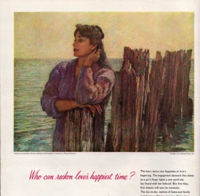 Arte DeBeers Diamantes por Richard Frooman Mujer Púrpura 1963 Estampado Vintage Ad-C-2.1 Foto 1 de 2