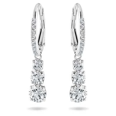 Swarovski Stilla Attract Hoop Earrings Round Cut, White, Rhodium Plated 5416155 - Image 1 of 4