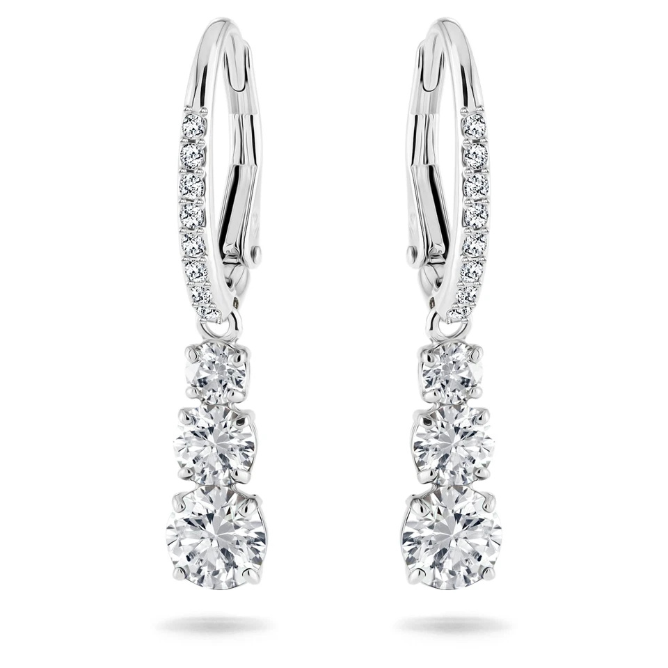 Swarovski Stilla Attract Hoop Earrings Round Cut White Rhodium Plated 5416155