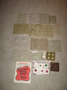 Vintage Clear Plastic Candy Molds Lot Of 13 Plus Packing Accessories Nice Shape - Picture 1 of 10