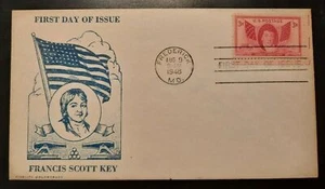 1948 FDC Francis Scott Key Illustrated Cachet Frederick Maryland - Picture 1 of 2