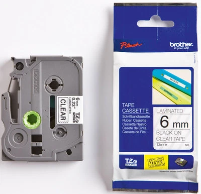 Beschriftungsband original Brother P-touch TZe-111 neu sw/klar 6mm 8m TZE111 - Bild 1 von 4