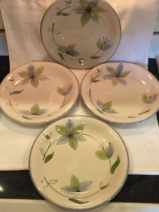 Qty 4 HOME 10-3/8" Dinner Plates Blue Green Flowers Floral Made In Italy EXC CON - Picture 1 of 3