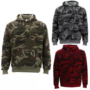 FIL Adult Men's Camo Pullover Hoodie Fleeced Camouflage Military Print Jacket - Picture 1 of 17