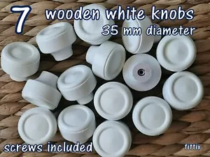 7 pomelli in legno maniglia porta cucina cassetto armadio bianco diametro 35 mm - Foto 1 di 1