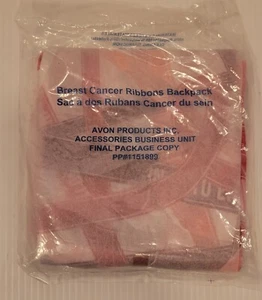 Avon Breast Cancer Awareness Backpack Pink Ribbons Drawstring Bag Sealed - Picture 1 of 2