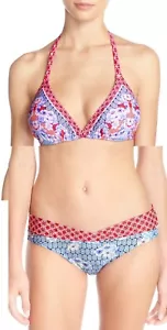 Profile Blush Bandana Small D-Cup Tri Bra & Size XS Bikini Brief Swimsuit NWT - Picture 1 of 16