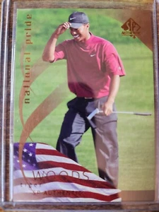 2003 Upper Deck SP Authentic Golf Tiger Woods National Pride #38 HOF GOAT - Picture 1 of 2